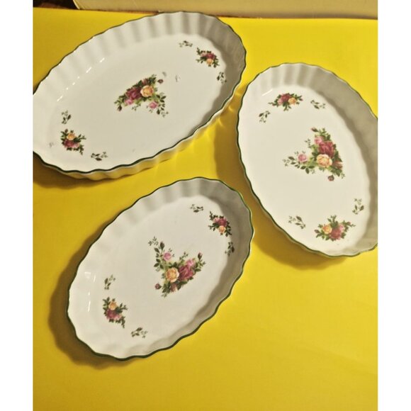 Royal Albert Quiche Tart Flan Tray Old Country Roses set of 3 (9", 10.5", 12.5") - Picture 6 of 16